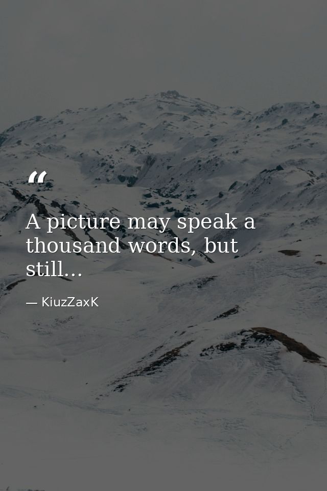 A picture may speak a thousand words, but still... — KiuzZaxK