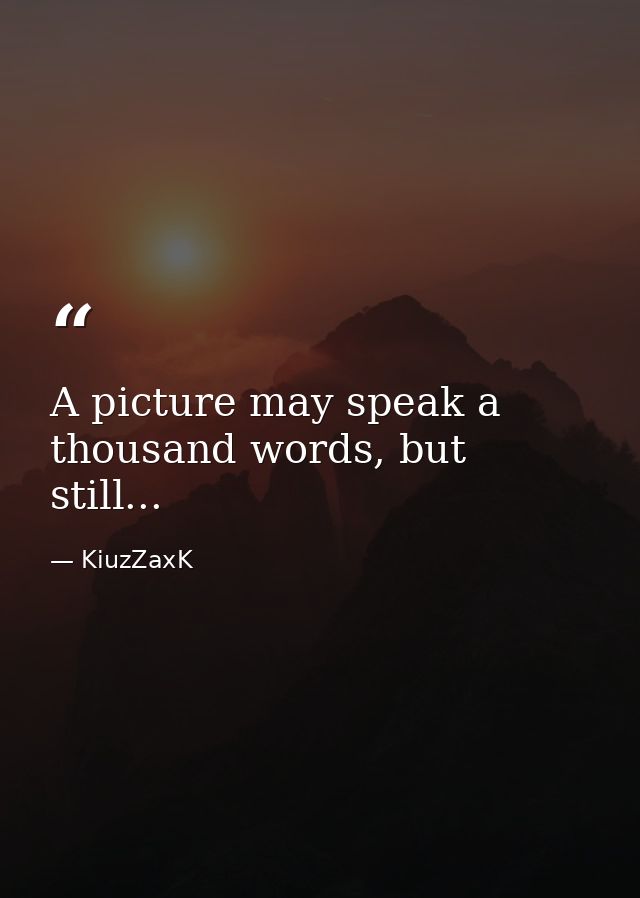 A picture may speak a thousand words, but still... — KiuzZaxK
