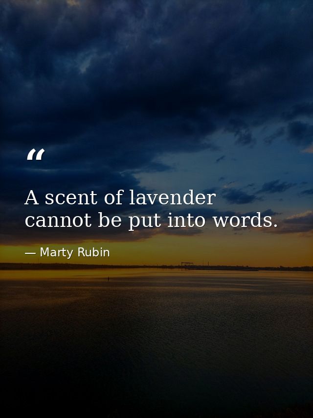 A scent of lavender cannot be put into words. — Marty Rubin