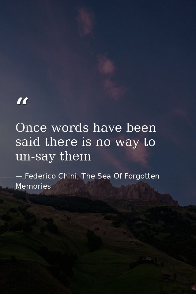 Once words have been said there is no way to un-say them — Federico Chini, The Sea Of Forgotten Memories