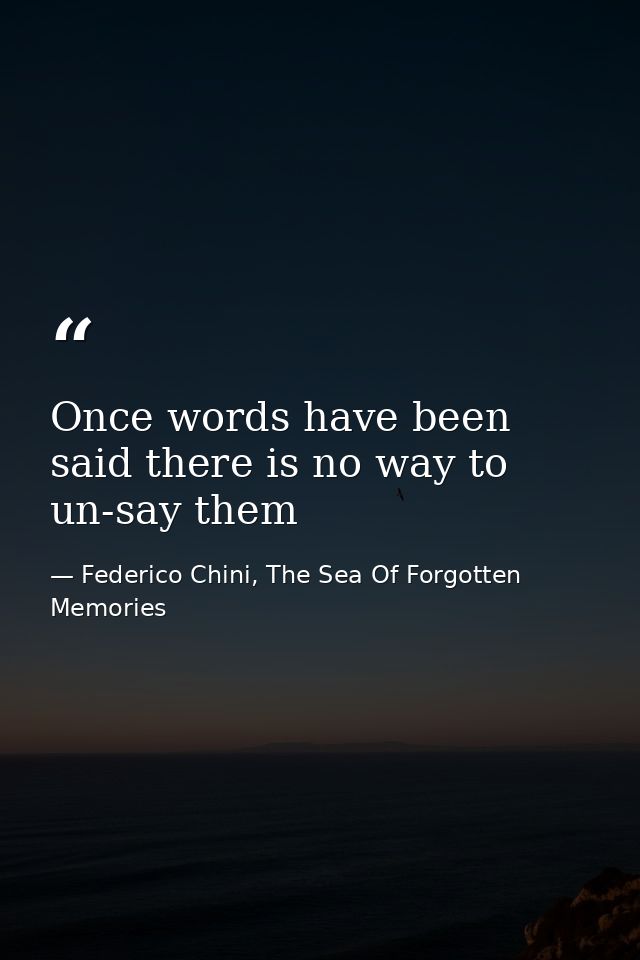 Once words have been said there is no way to un-say them — Federico Chini, The Sea Of Forgotten Memories