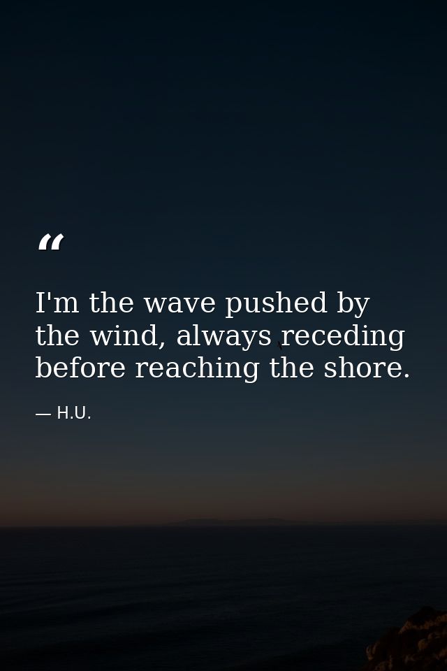 I'm the wave pushed by the wind, always receding before reaching the shore. — H.U.