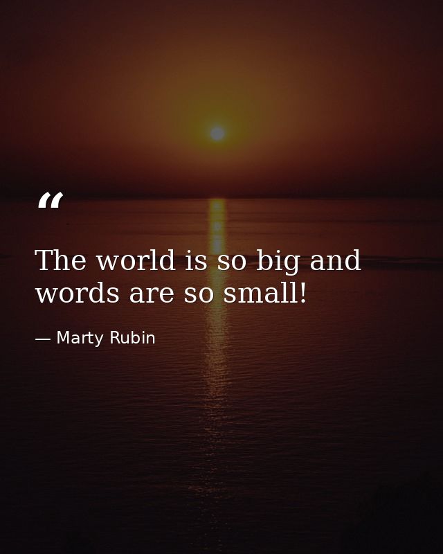 The world is so big and words are so small! — Marty Rubin