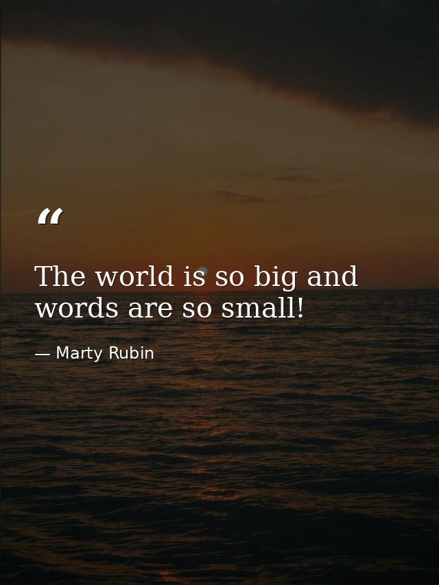 The world is so big and words are so small! — Marty Rubin
