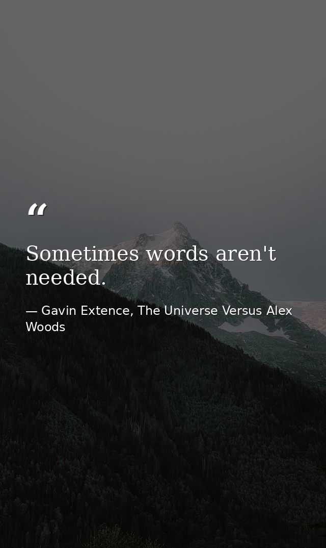 Sometimes words aren't needed. — Gavin Extence, The Universe Versus Alex Woods