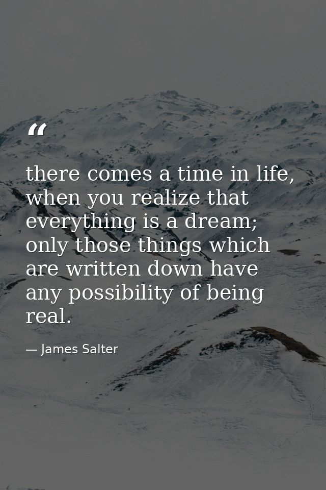 there comes a time in life, when you realize that everything is a dream; only those things which are written down have a — James Salter