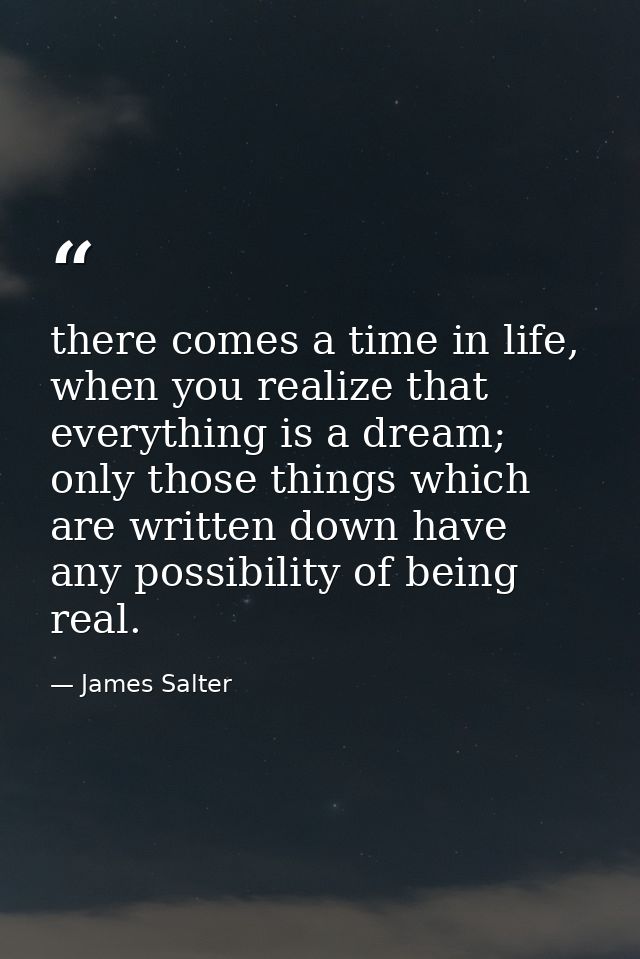 there comes a time in life, when you realize that everything is a dream; only those things which are written down have a — James Salter