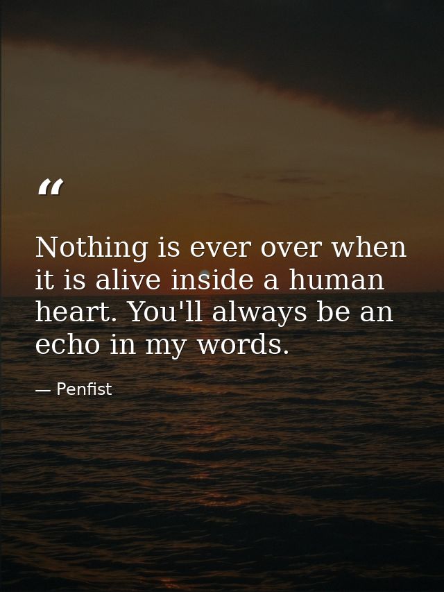 Nothing is ever over when it is alive inside a human heart. You'll always be an echo in my words. — Penfist