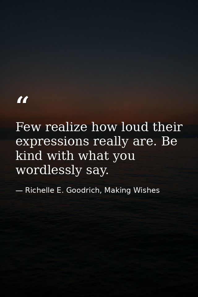 Few realize how loud their expressions really are. Be kind with what you wordlessly say. — Richelle E. Goodrich, Making Wishes