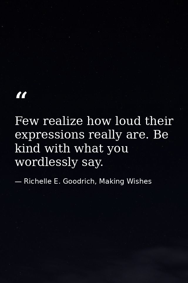 Few realize how loud their expressions really are. Be kind with what you wordlessly say. — Richelle E. Goodrich, Making Wishes
