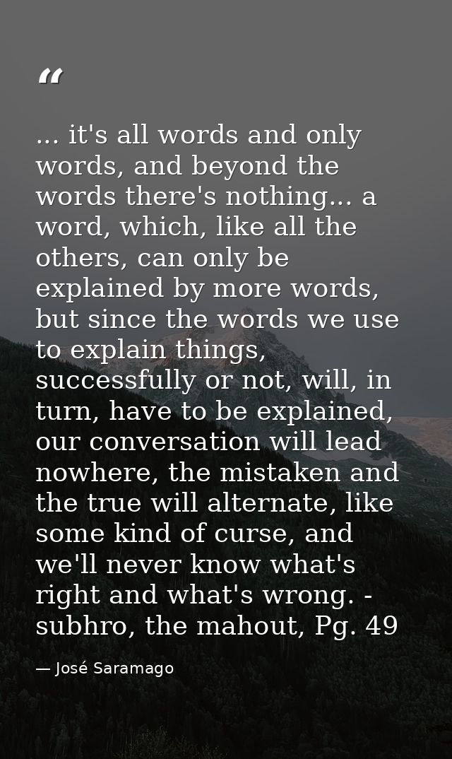 ... it's all words and only words, and beyond the words there's nothing... a word, which, like all the others, can only  — José Saramago
