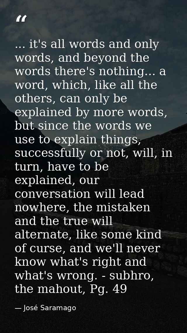 ... it's all words and only words, and beyond the words there's nothing... a word, which, like all the others, can only  — José Saramago