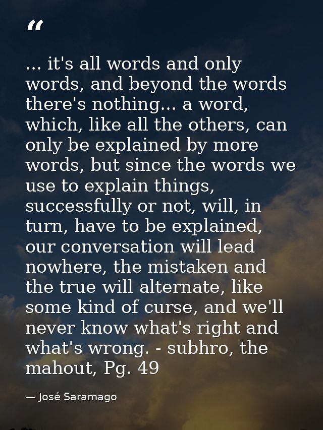 ... it's all words and only words, and beyond the words there's nothing... a word, which, like all the others, can only  — José Saramago