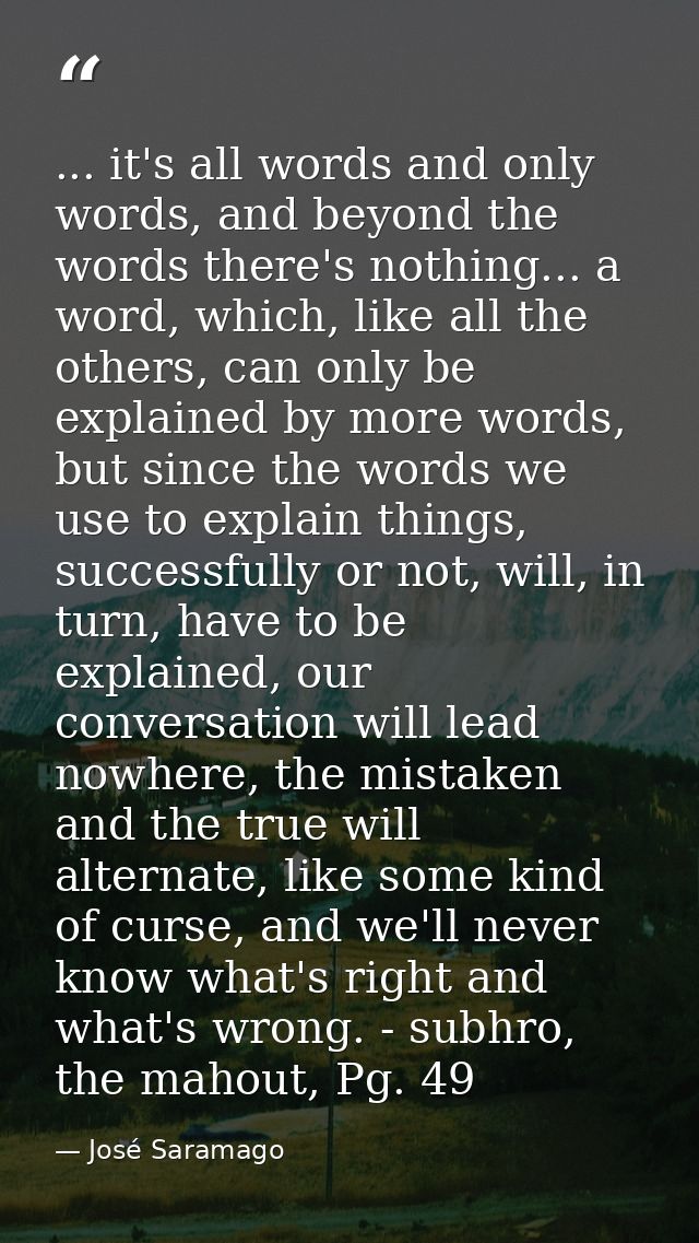 ... it's all words and only words, and beyond the words there's nothing... a word, which, like all the others, can only  — José Saramago