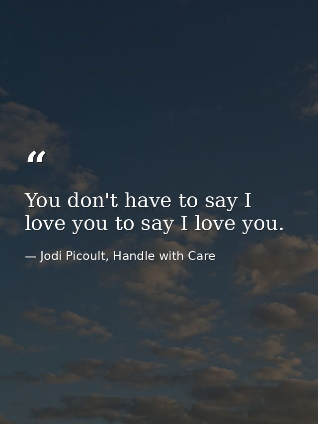 You don't have to say I love you to say I love you. — Jodi Picoult, Handle with Care