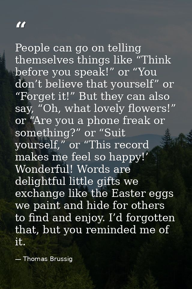 People can go on telling themselves things like “Think before you speak!” or “You don’t believe that yourself” or “Forge — Thomas Brussig