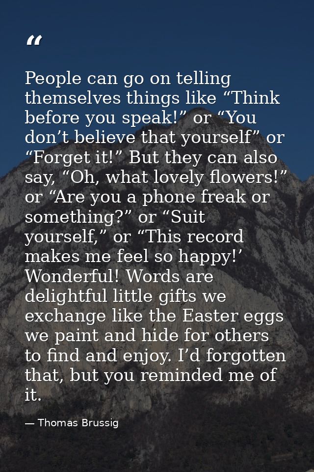 People can go on telling themselves things like “Think before you speak!” or “You don’t believe that yourself” or “Forge — Thomas Brussig