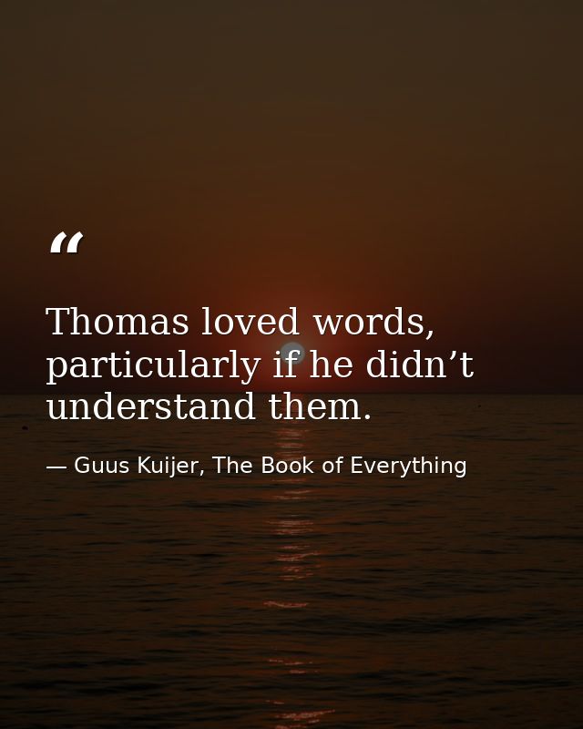 Thomas loved words, particularly if he didn’t understand them. — Guus Kuijer, The Book of Everything