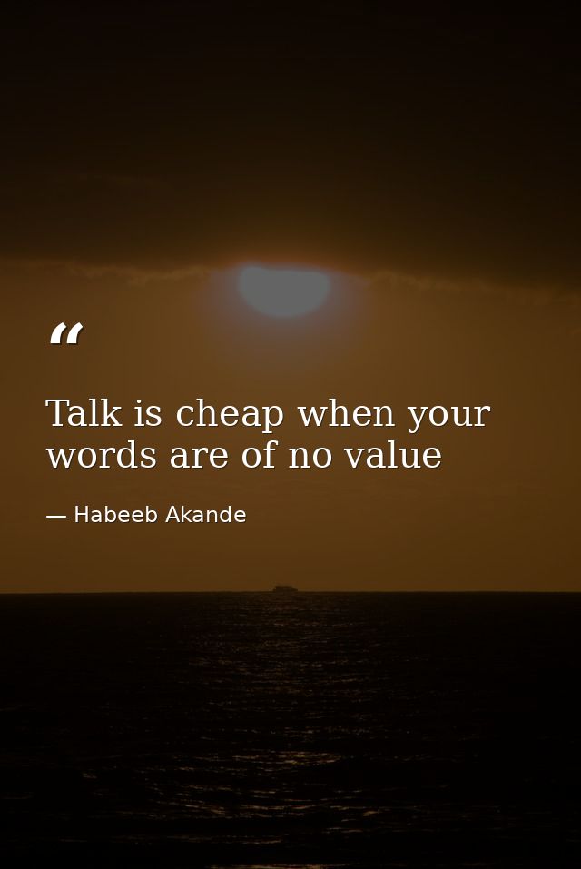 Talk is cheap when your words are of no value — Habeeb Akande
