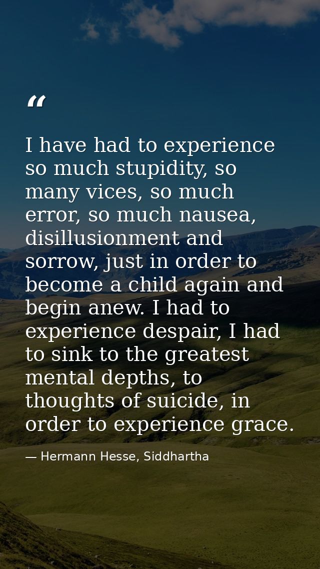 I have had to experience so much stupidity, so many vices, so much error, so much nausea, disillusionment and sorrow, ju — Hermann Hesse, Siddhartha