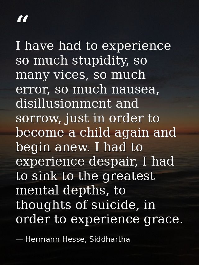 I have had to experience so much stupidity, so many vices, so much error, so much nausea, disillusionment and sorrow, ju — Hermann Hesse, Siddhartha