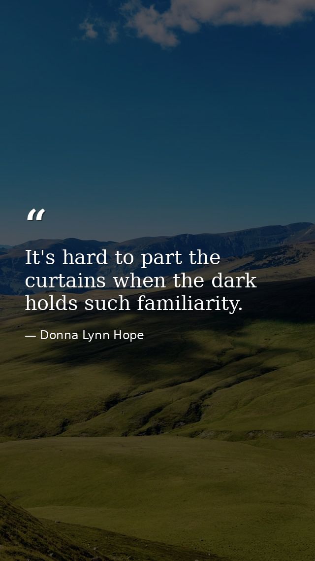 It's hard to part the curtains when the dark holds such familiarity. — Donna Lynn Hope