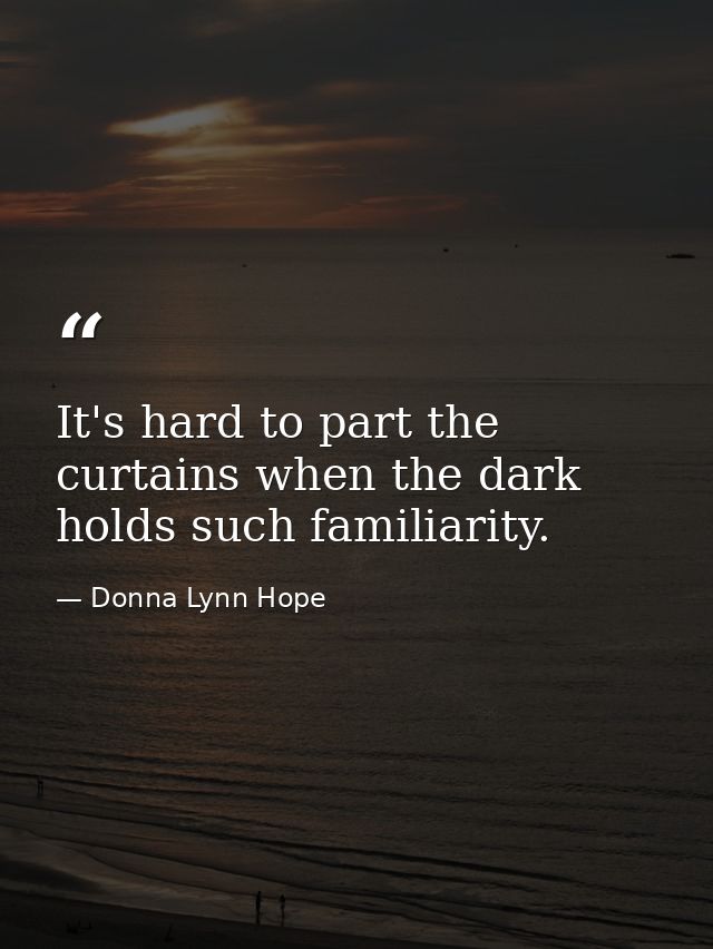 It's hard to part the curtains when the dark holds such familiarity. — Donna Lynn Hope