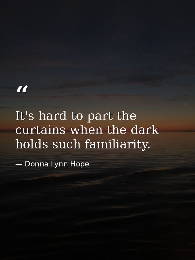 It's hard to part the curtains when the dark holds such familiarity. — Donna Lynn Hope