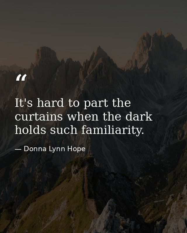 It's hard to part the curtains when the dark holds such familiarity. — Donna Lynn Hope