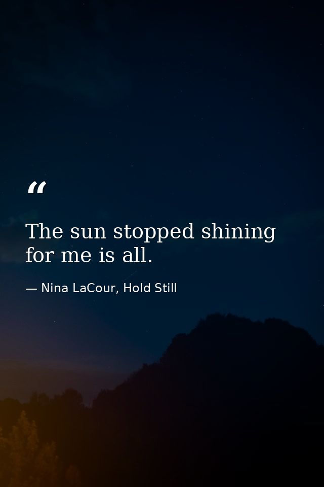 The sun stopped shining for me is all. — Nina LaCour, Hold Still