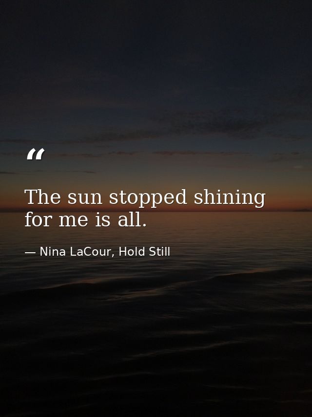 The sun stopped shining for me is all. — Nina LaCour, Hold Still