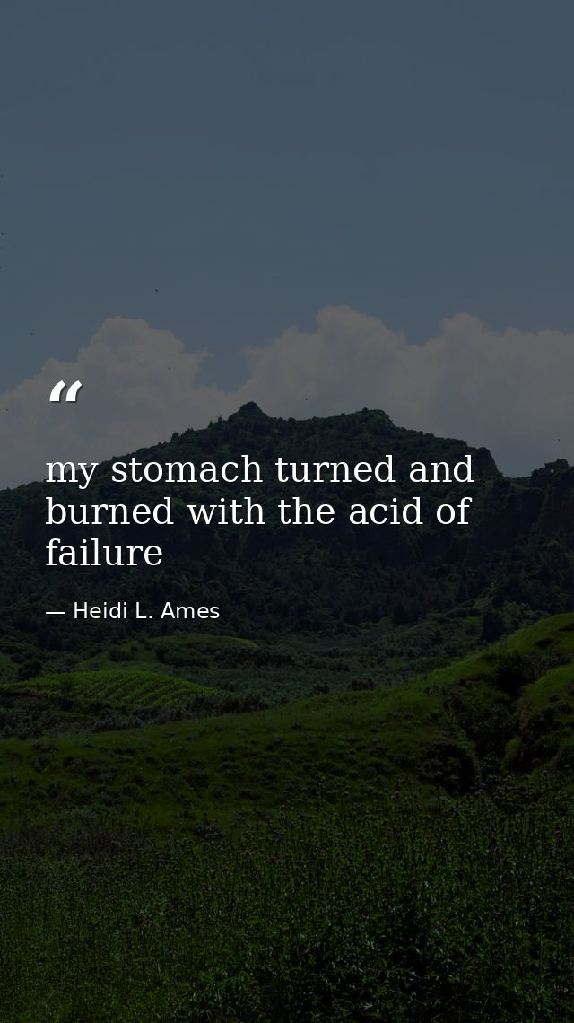 my stomach turned and burned with the acid of failure — Heidi L. Ames