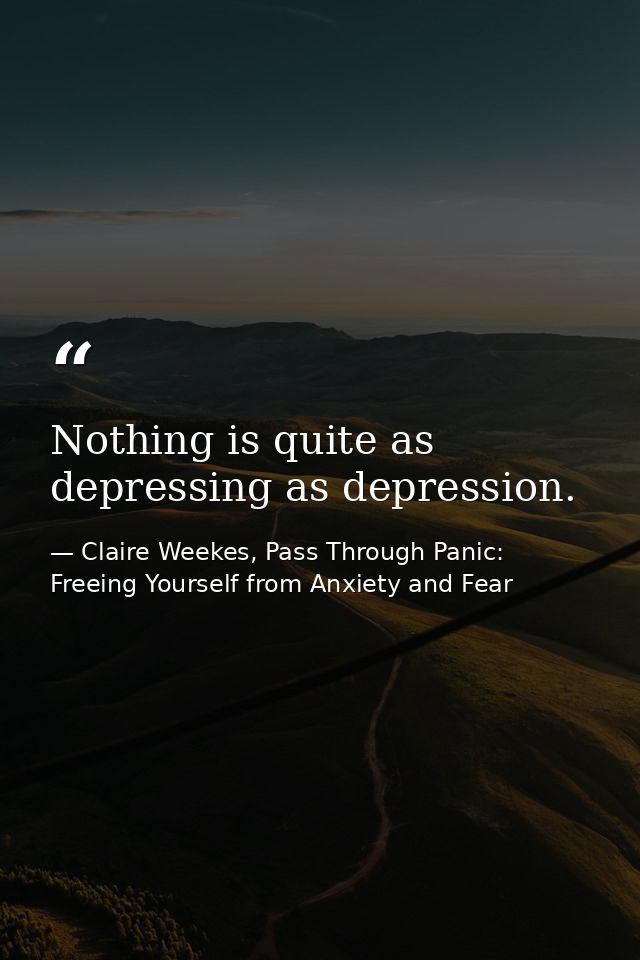 Nothing is quite as depressing as depression. — Claire Weekes, Pass Through Panic: Freeing Yourself from Anxiety and Fear