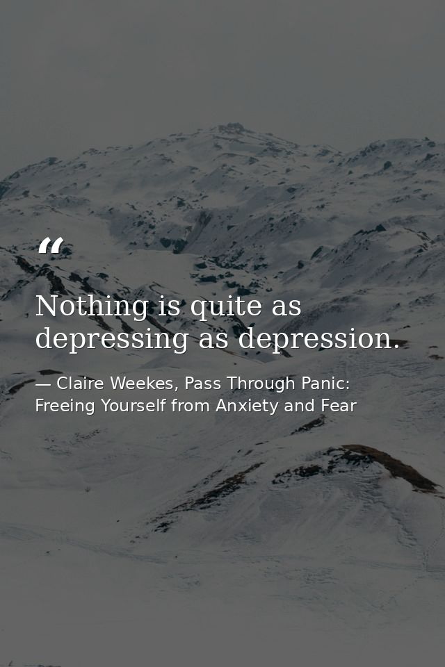 Nothing is quite as depressing as depression. — Claire Weekes, Pass Through Panic: Freeing Yourself from Anxiety and Fear