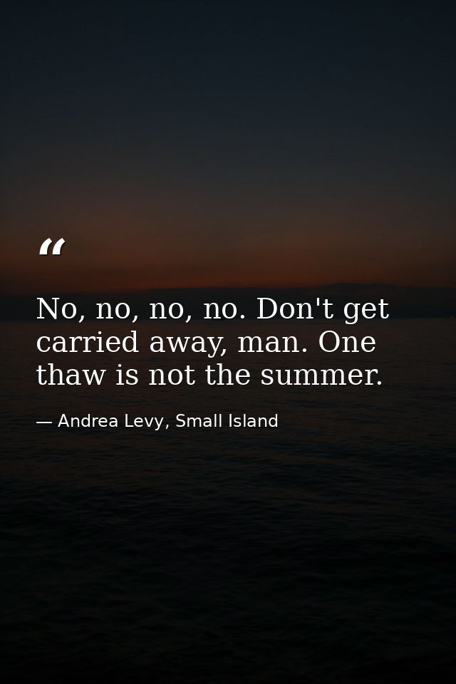 No, no, no, no. Don't get carried away, man. One thaw is not the summer. — Andrea Levy, Small Island