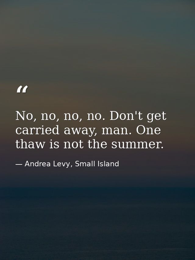 No, no, no, no. Don't get carried away, man. One thaw is not the summer. — Andrea Levy, Small Island