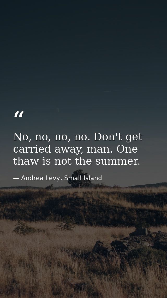 No, no, no, no. Don't get carried away, man. One thaw is not the summer. — Andrea Levy, Small Island