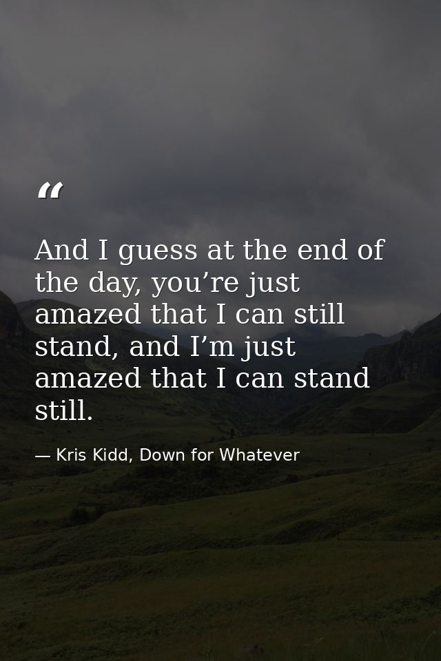 And I guess at the end of the day, you’re just amazed that I can still stand, and I’m just amazed that I can stand still — Kris Kidd, Down for Whatever