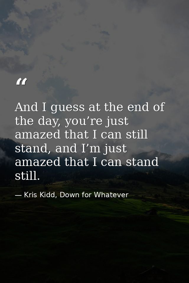 And I guess at the end of the day, you’re just amazed that I can still stand, and I’m just amazed that I can stand still — Kris Kidd, Down for Whatever