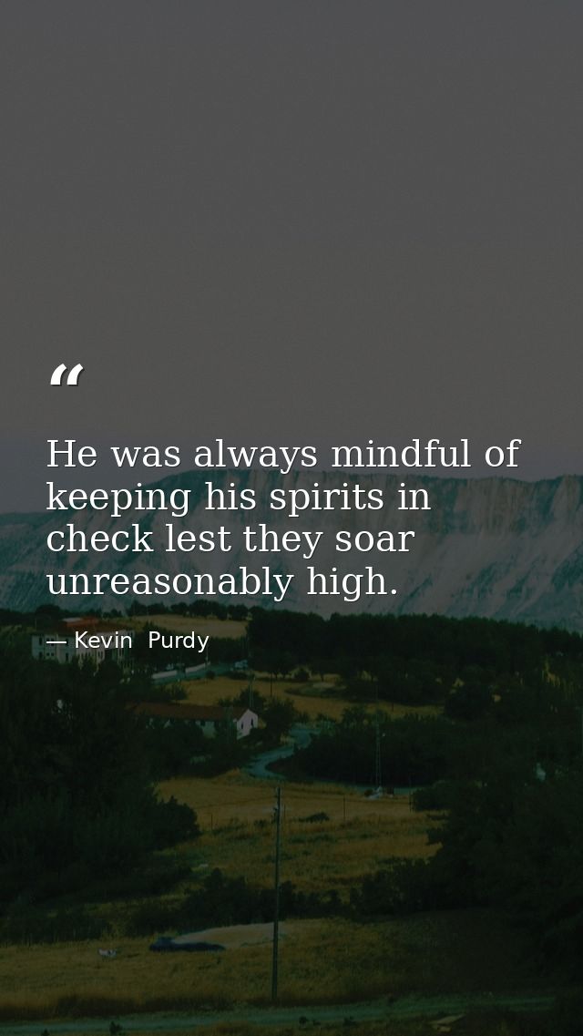 He was always mindful of keeping his spirits in check lest they soar unreasonably high. — Kevin  Purdy