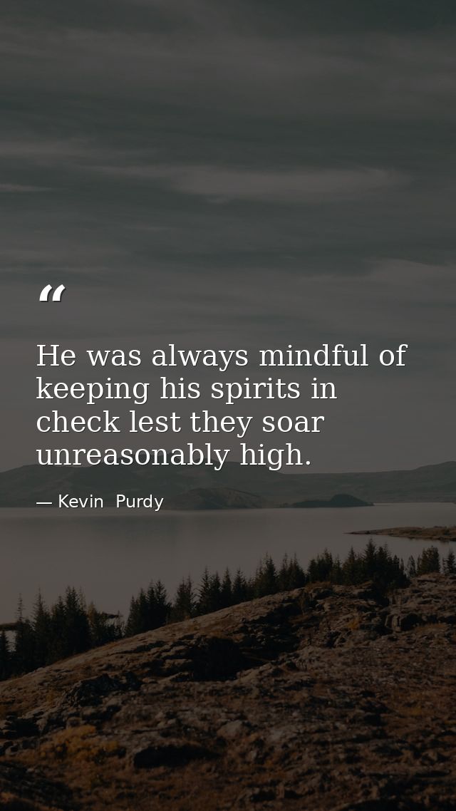 He was always mindful of keeping his spirits in check lest they soar unreasonably high. — Kevin  Purdy
