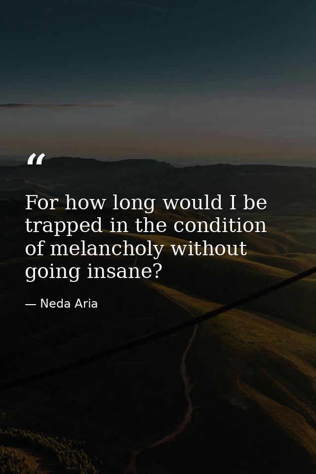 For how long would I be trapped in the condition of melancholy without going insane? — Neda Aria