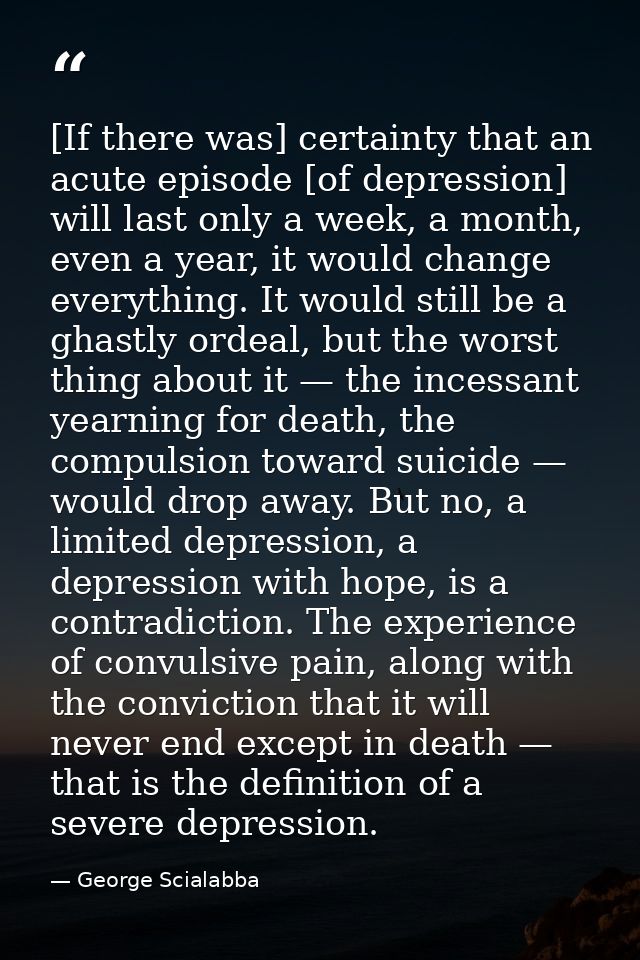 [If there was] certainty that an acute episode [of depression] will last only a week, a month, even a year, it would cha — George Scialabba