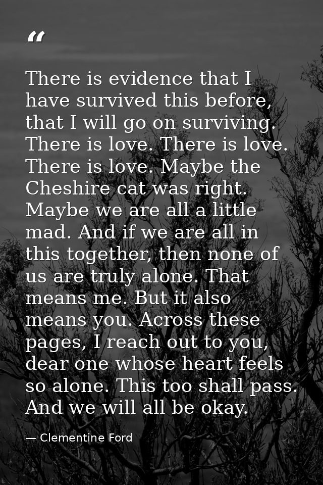 There is evidence that I have survived this before, that I will go on surviving. There is love. There is love. There is  — Clementine Ford