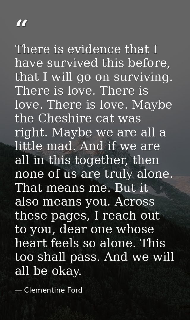 There is evidence that I have survived this before, that I will go on surviving. There is love. There is love. There is  — Clementine Ford