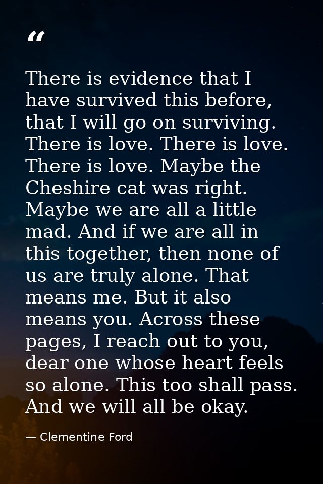 There is evidence that I have survived this before, that I will go on surviving. There is love. There is love. There is  — Clementine Ford
