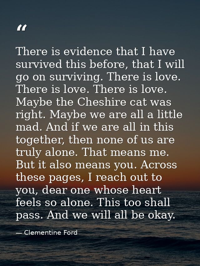 There is evidence that I have survived this before, that I will go on surviving. There is love. There is love. There is  — Clementine Ford