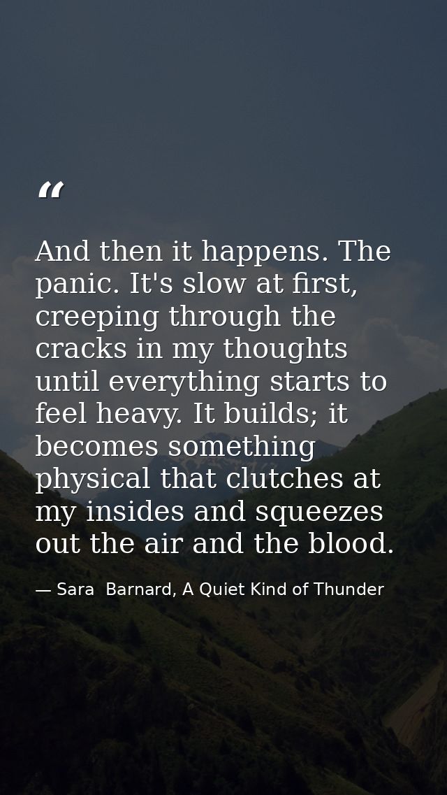 And then it happens. The panic. It's slow at first, creeping through the cracks in my thoughts until everything starts t — Sara  Barnard, A Quiet Kind of Thunder