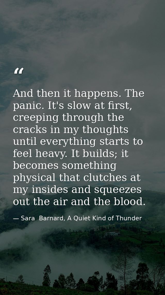 And then it happens. The panic. It's slow at first, creeping through the cracks in my thoughts until everything starts t — Sara  Barnard, A Quiet Kind of Thunder