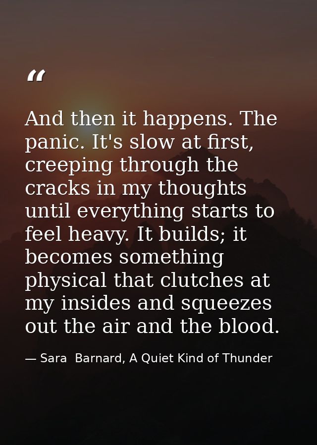 And then it happens. The panic. It's slow at first, creeping through the cracks in my thoughts until everything starts t — Sara  Barnard, A Quiet Kind of Thunder